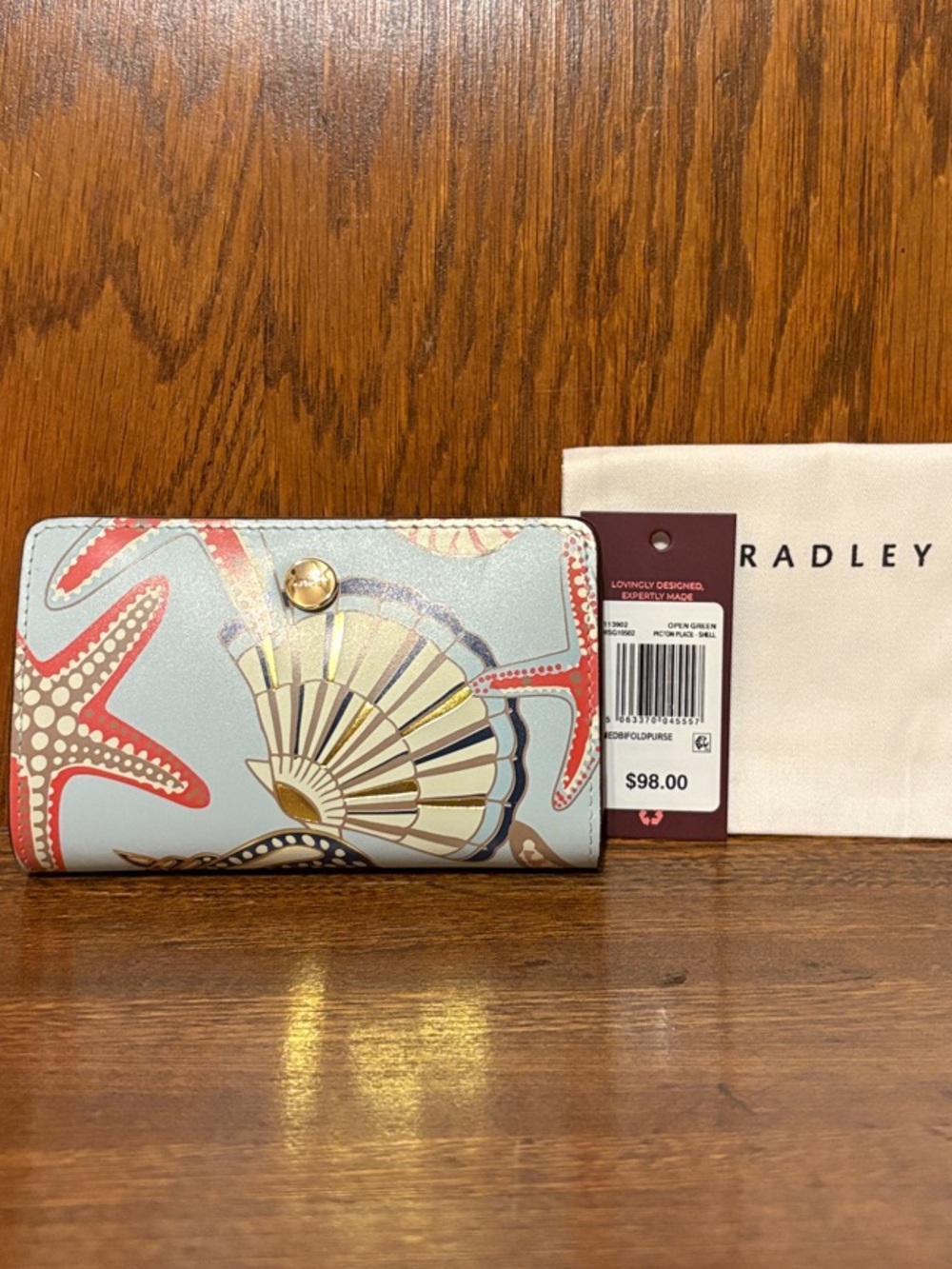 NWT-Radley London-Picton Place-Medium Bifold Wallet-Seashell Pattern-$108